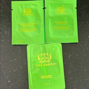 Tata Harper Bright Green and Gold Skincare Sample Sachets